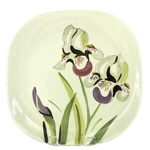 RED WING ~ IRIS ~ Dinner Plate Vintage Hand Painted Purple Green Floral 10 3/8"